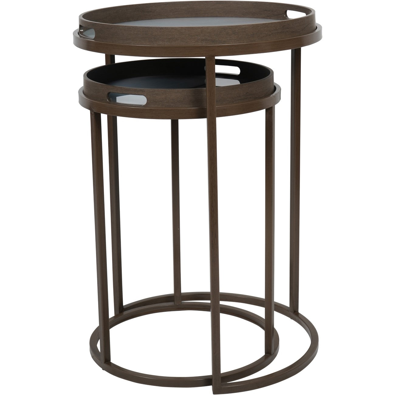 Set of 2 Blurred Bronze Seascape Tray Side Tables